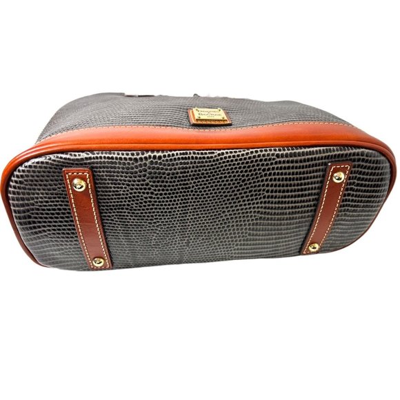 SOLD Dooney & Bourke Womens Grey Leather Lizard Embossed Zip Zip Satchel Handbag - Picture 5 of 14